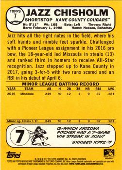 2017 Topps Heritage Minor League - First Name Omission #7 Jazz Chisholm Back