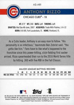 2017 Topps Archives Snapshots #AS-ARI Anthony Rizzo Back