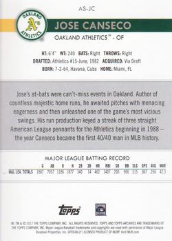 2017 Topps Archives Snapshots #AS-JC Jose Canseco Back