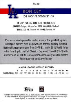 2017 Topps Archives Snapshots #AS-RC Ron Cey Back