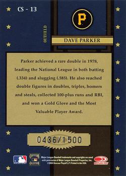 2004 Donruss Throwback Threads - Century Stars #CS-13 Dave Parker Back