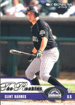 2003 Donruss/Leaf/Playoff (DLP) Rookies & Traded - 2003 Donruss Rookies & Traded #11 Clint Barmes Front