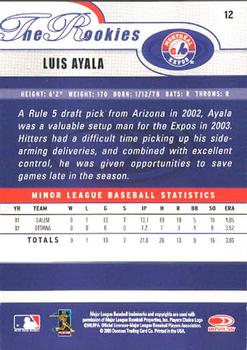 2003 Donruss/Leaf/Playoff (DLP) Rookies & Traded - 2003 Donruss Rookies & Traded #12 Luis Ayala Back
