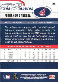 2003 Donruss/Leaf/Playoff (DLP) Rookies & Traded - 2003 Donruss Rookies & Traded #24 Fernando Cabrera Back