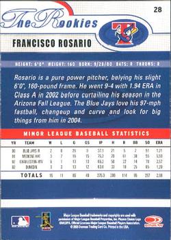 2003 Donruss/Leaf/Playoff (DLP) Rookies & Traded - 2003 Donruss Rookies & Traded #28 Francisco Rosario Back