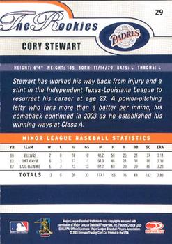 2003 Donruss/Leaf/Playoff (DLP) Rookies & Traded - 2003 Donruss Rookies & Traded #29 Cory Stewart Back