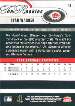 2003 Donruss/Leaf/Playoff (DLP) Rookies & Traded - 2003 Donruss Rookies & Traded #48 Ryan Wagner Back