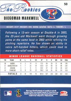 2003 Donruss/Leaf/Playoff (DLP) Rookies & Traded - 2003 Donruss Rookies & Traded #50 Diegomar Markwell Back