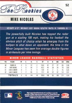 2003 Donruss/Leaf/Playoff (DLP) Rookies & Traded - 2003 Donruss Rookies & Traded #52 Mike Nicolas Back
