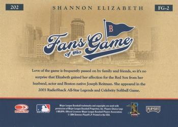 2004 Donruss Throwback Threads - Fans of the Game Autographs #FG-2 Shannon Elizabeth Back