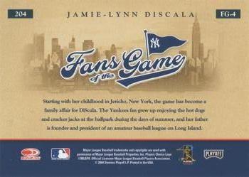 2004 Donruss Throwback Threads - Fans of the Game Autographs #FG-4 Jamie-Lynn DiScala Back