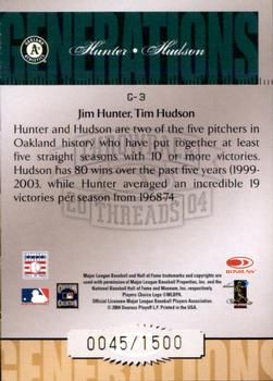 2004 Donruss Throwback Threads - Generations #G-3 Catfish Hunter / Tim Hudson Back