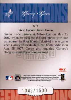 2004 Donruss Throwback Threads - Generations #G-4 Steve Garvey / Shawn Green Back