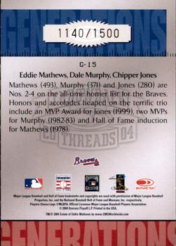 2004 Donruss Throwback Threads - Generations #G-15 Eddie Mathews / Dale Murphy / Chipper Jones Back
