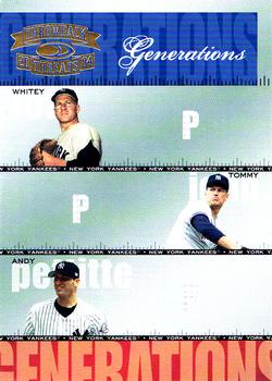 2004 Donruss Throwback Threads - Generations #G-18 Whitey Ford / Tommy John / Andy Pettitte Front