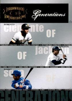 2004 Donruss Throwback Threads - Generations #G-23 Roberto Clemente / Reggie Jackson / Sammy Sosa Front