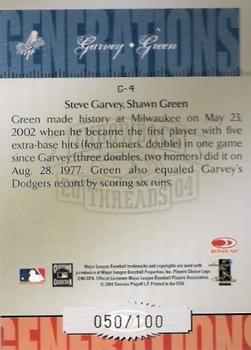 2004 Donruss Throwback Threads - Generations Spectrum #G-4 Steve Garvey / Shawn Green Back