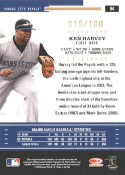 2004 Donruss Throwback Threads - Gold Proof #94 Ken Harvey Back