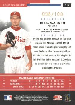 2004 Donruss Throwback Threads - Gold Proof #152 Billy Wagner Back