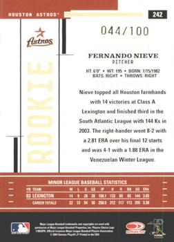 2004 Donruss Throwback Threads - Gold Proof #242 Fernando Nieve Back