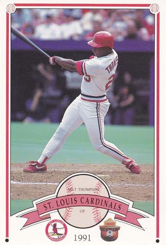 1991 St. Louis Cardinals Smokey #NNO Milt Thompson Front