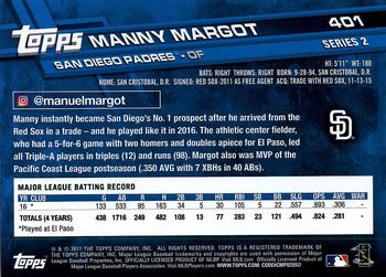 2017 Topps Update - 2017 Topps Base Set Variations #401 Manny Margot Back