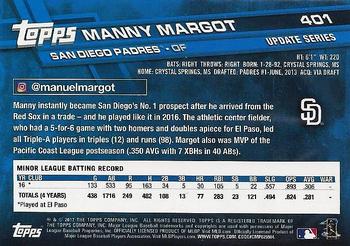 2017 Topps Update - 2017 Topps Base Set Variations #401 Manny Margot Back