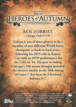 2017 Topps Update - Heroes of Autumn Blue #HA-12 Ben Zobrist Back