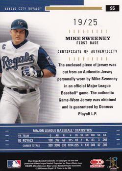 2004 Donruss Throwback Threads - Material Prime #95 Mike Sweeney Back