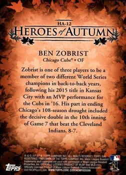 2017 Topps Update - Heroes of Autumn Gold #HA-12 Ben Zobrist Back
