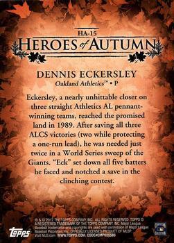 2017 Topps Update - Heroes of Autumn Gold #HA-15 Dennis Eckersley Back