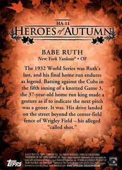 2017 Topps Update - Heroes of Autumn Red #HA-11 Babe Ruth Back