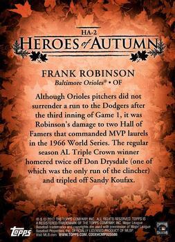 2017 Topps Update - Heroes of Autumn Silver #HA-2 Frank Robinson Back