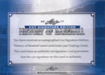 2017 Leaf Cut Signature History of Baseball Edition #NNO Bobby Doerr Back