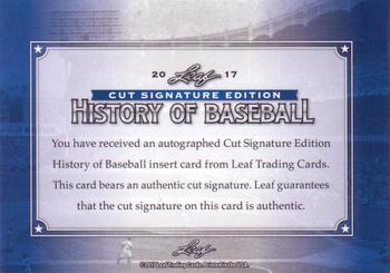 2017 Leaf Cut Signature History of Baseball Edition #NNO Dennis Eckersley Back