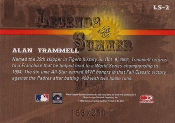 2003 Donruss Signature - Legends of Summer #LS-2 Alan Trammell Back