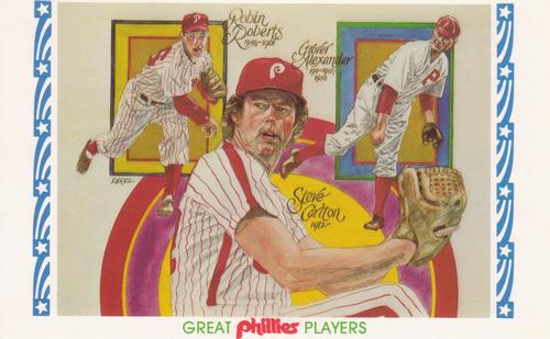 1983 Philadelphia Phillies Great Players and Managers Postcards #2 Robin Roberts / Steve Carlton / Grover Alexander Front