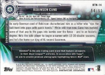 2017 Topps Chrome - Bowman Chrome Then & Now Green Refractor #BTN-14 Robinson Cano Back