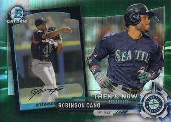 2017 Topps Chrome - Bowman Chrome Then & Now Green Refractor #BTN-14 Robinson Cano Front