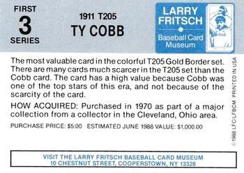1988 Fritsch Baseball Card Museum #3 Ty Cobb Back