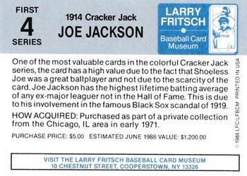 1988 Fritsch Baseball Card Museum #4 Shoeless Joe Jackson Back