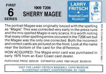 1988 Fritsch Baseball Card Museum #6 Sherry Magee Back