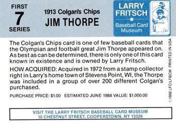 1988 Fritsch Baseball Card Museum #7 Jim Thorpe Back
