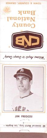 1965 Universal Match County National Bank Los Angeles Angels Matchbooks #NNO Jim Fregosi Front