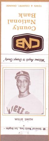 1965 Universal Match County National Bank Los Angeles Angels Matchbooks #NNO Willie Smith Front