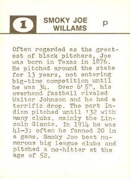 1974 Laughlin Old-Time Black Stars #1 Smoky Joe Williams Back