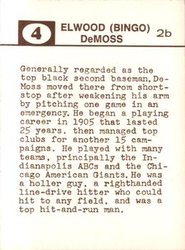 1974 Laughlin Old-Time Black Stars #4 Bingo DeMoss Back
