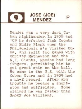 1974 Laughlin Old-Time Black Stars #9 Jose Mendez Back