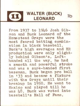 1974 Laughlin Old-Time Black Stars #11 Buck Leonard Back