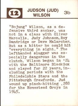 1974 Laughlin Old-Time Black Stars #12 Jud Wilson Back